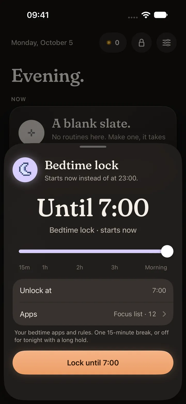 Bedtime lock until 7:00.