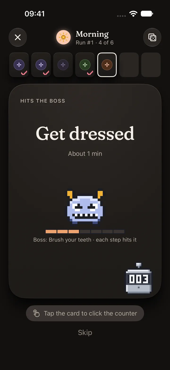 Tally counter: tap the card to click the counter.