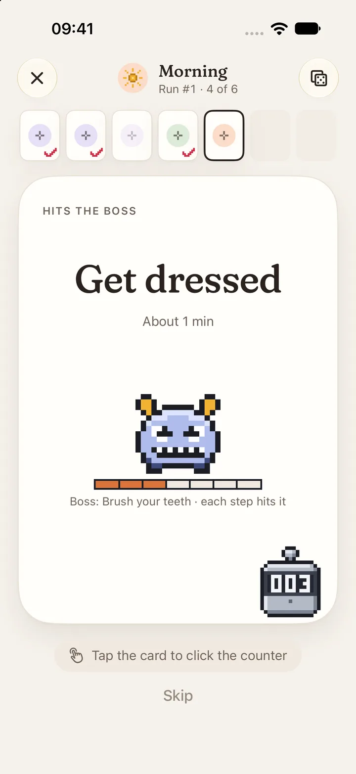 Tally counter: tap the card to click the counter.