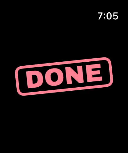 Apple Watch: stamped DONE.