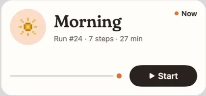 Medium widget with the current run.
